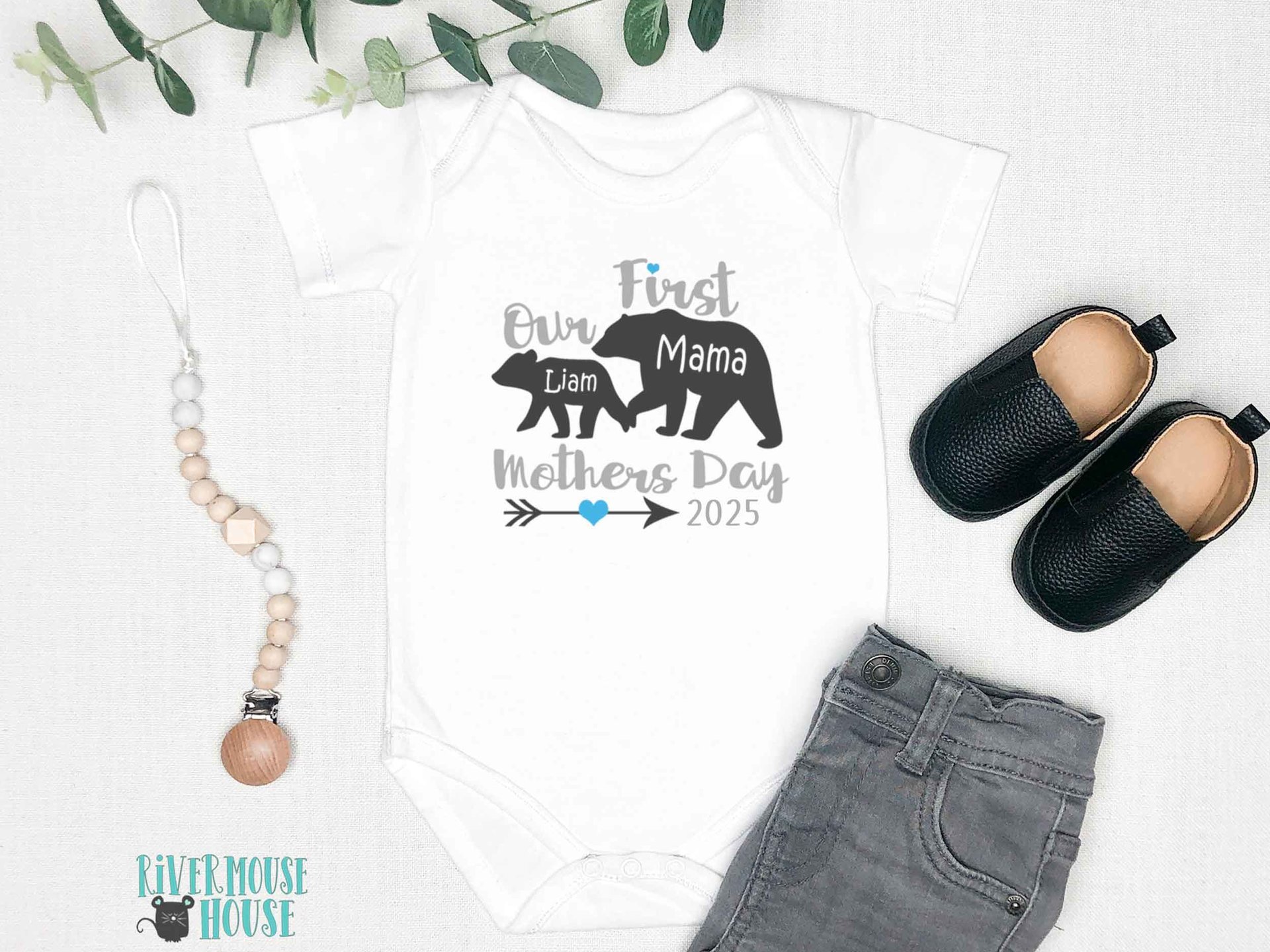Our first mothers day Mama & baby bear 2025 personalised bodysuit, Custom gift for Mummy