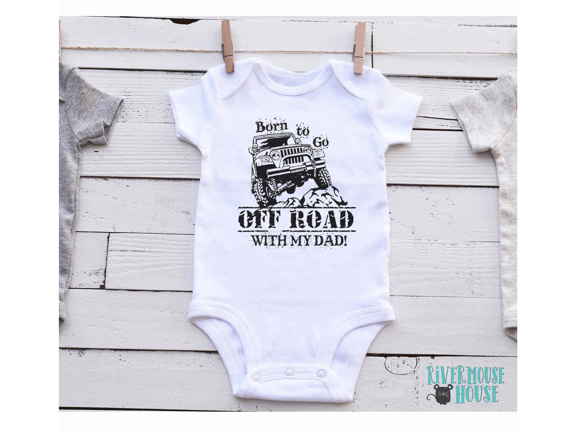 Born To Go Off Road with my Dad Baby Bodysuit, Personalised 4WD Car Romper