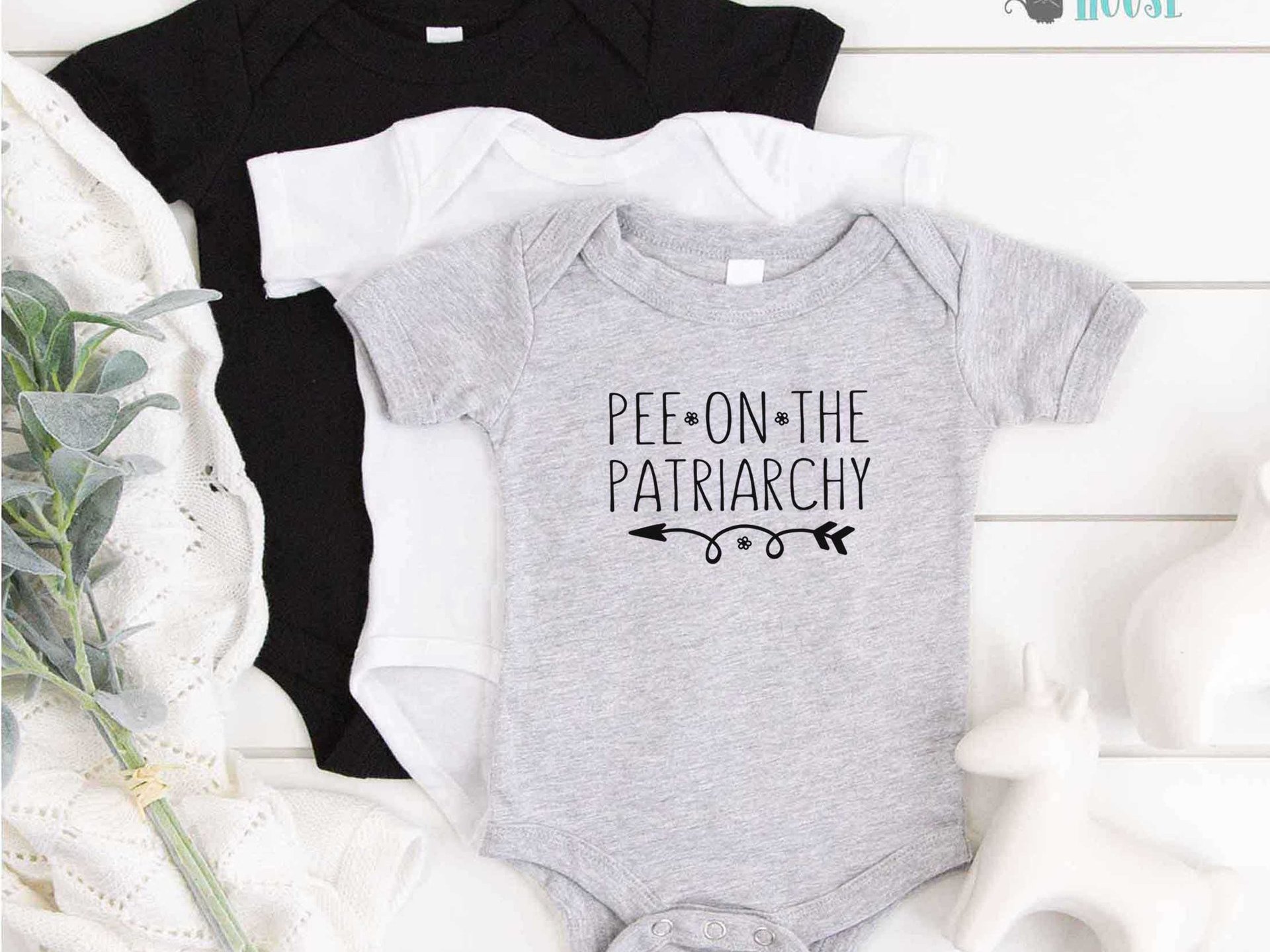 Pee on the Patriarchy funny feminist baby bodysuit