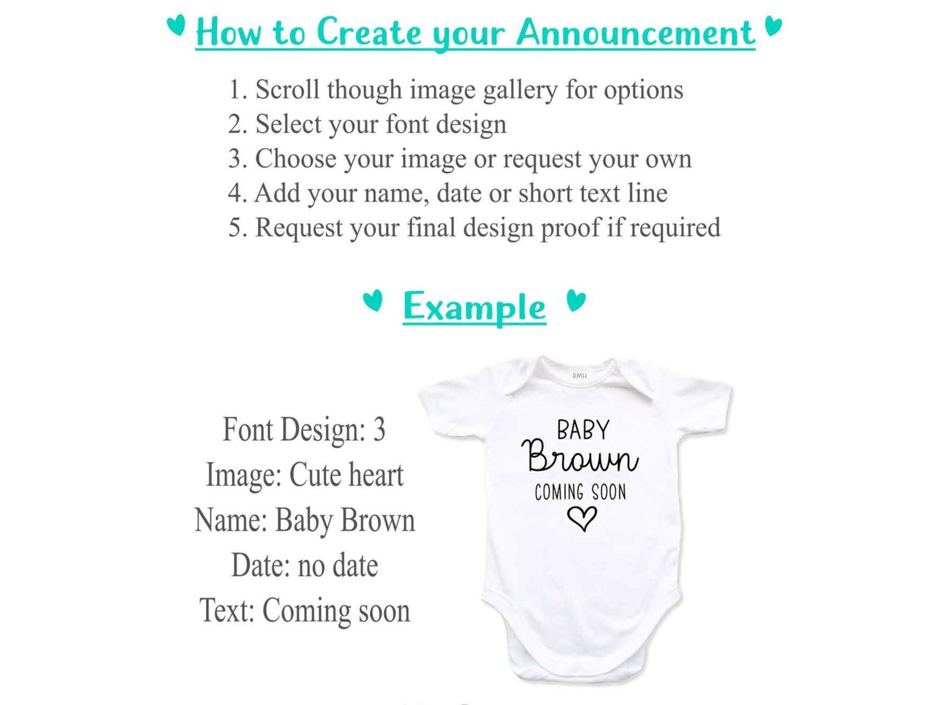Personalised Pregnancy & Birth Announcement, Create Your Own Baby Reveal Onesie