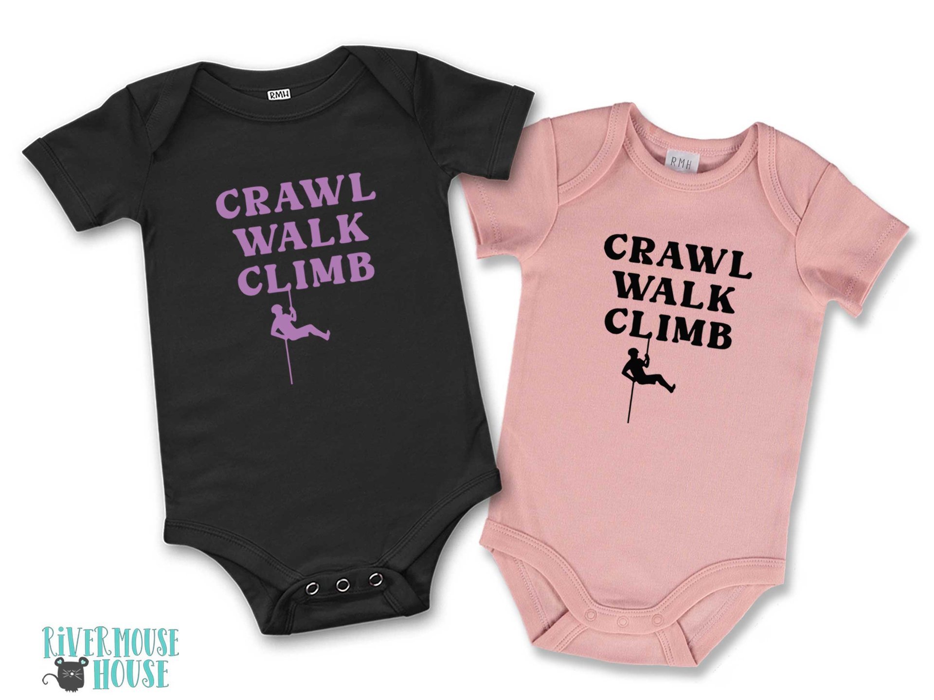 Crawl Walk Climb baby bodysuit, Custom rock climbing romper
