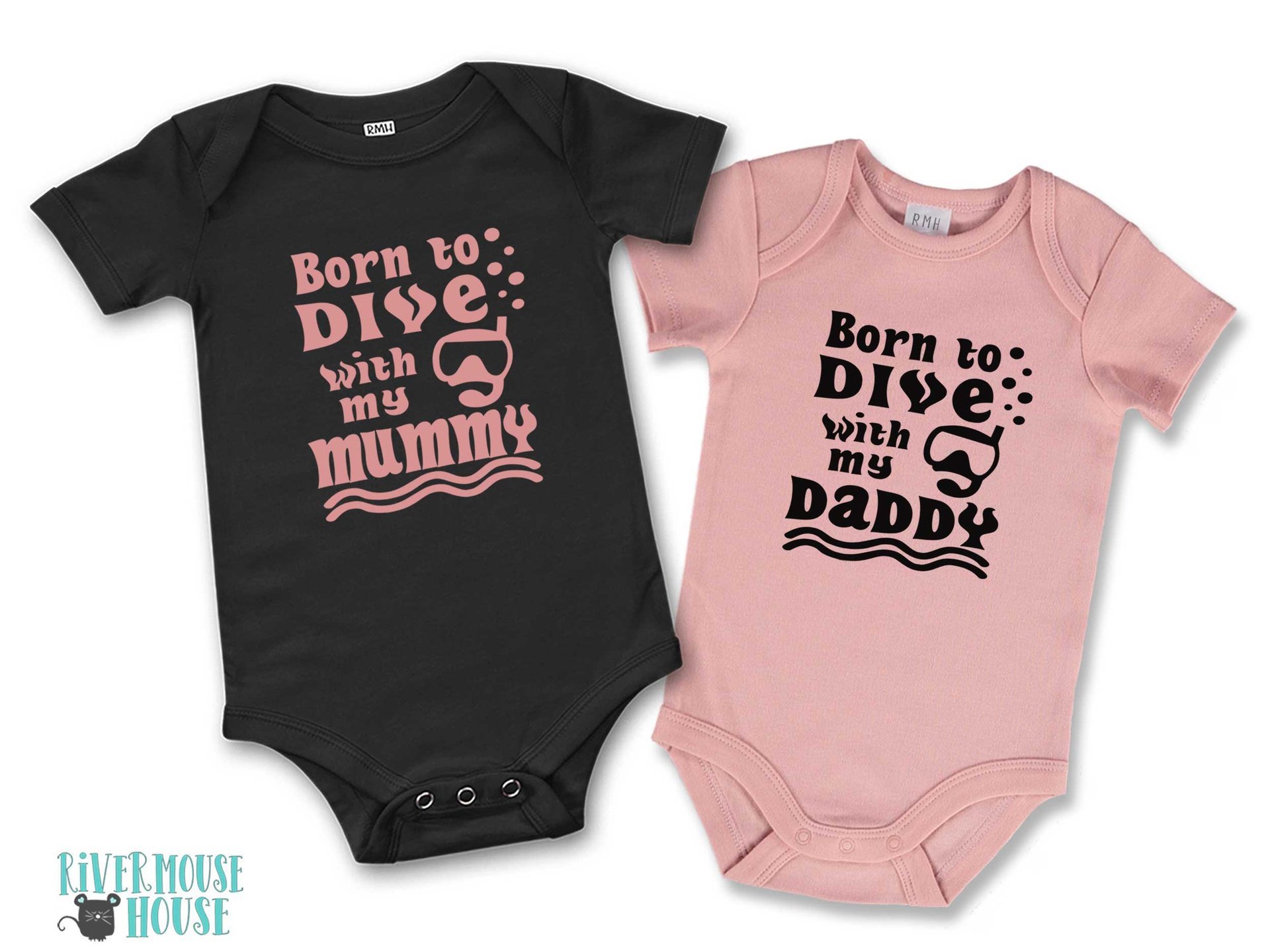 Personalised Scuba Dive Baby Bodysuit, Born to Dive Romper