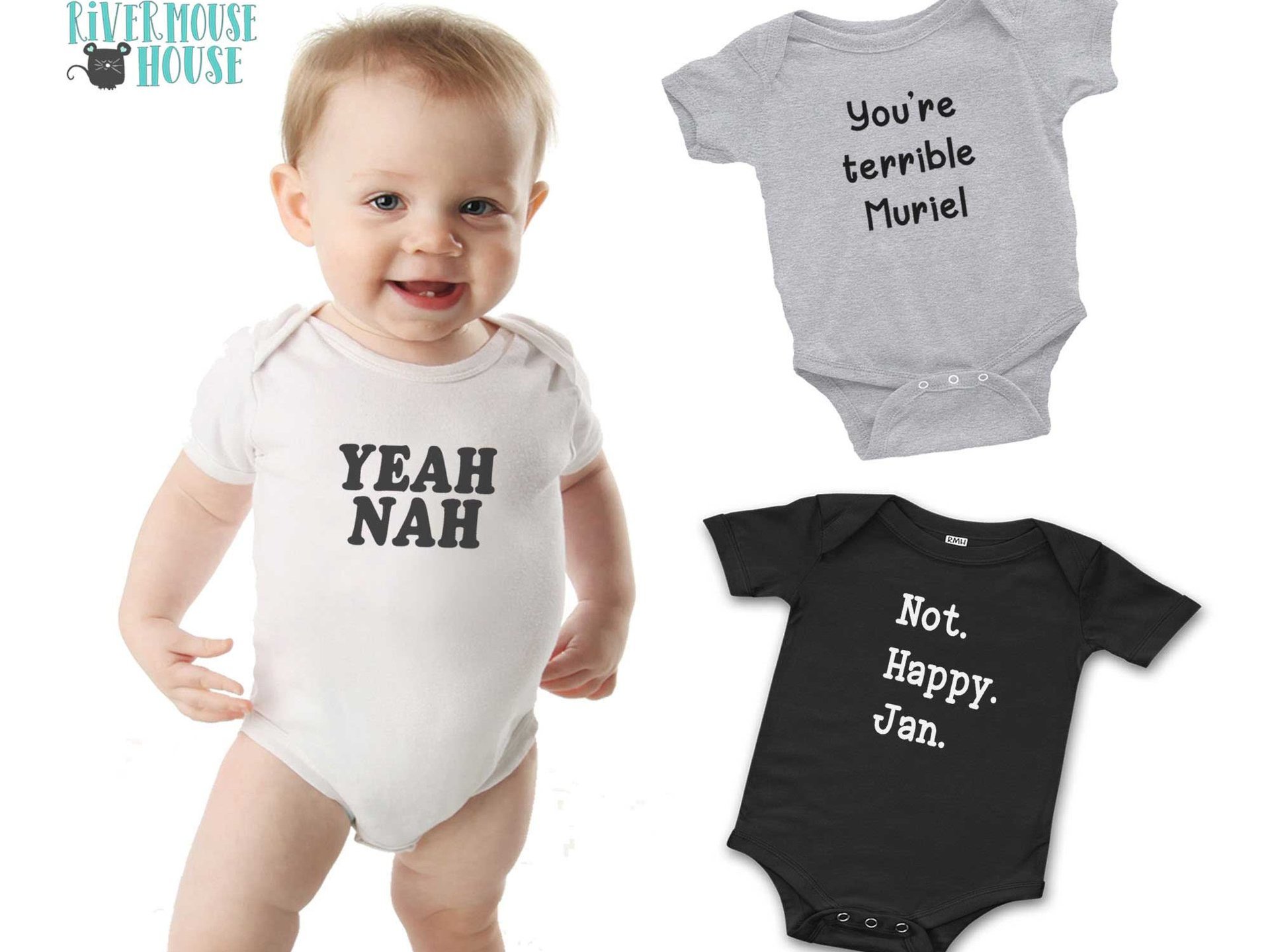 Yeah Nah Aussie baby bodysuit, Funny Australian slang romper, Sizes newborn to toddler