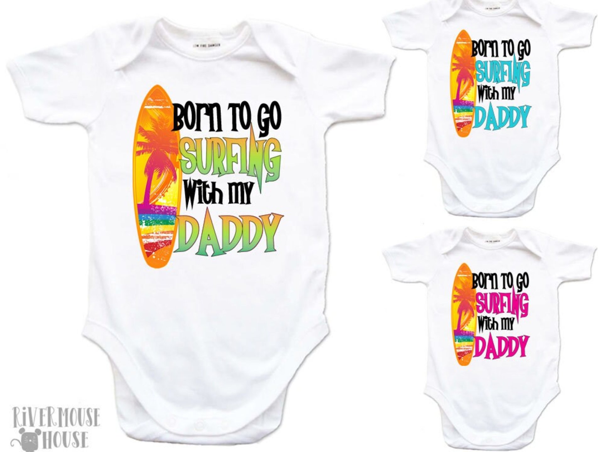 Born to go Surfing with my Daddy, Aussie Beach Baby Bodysuit