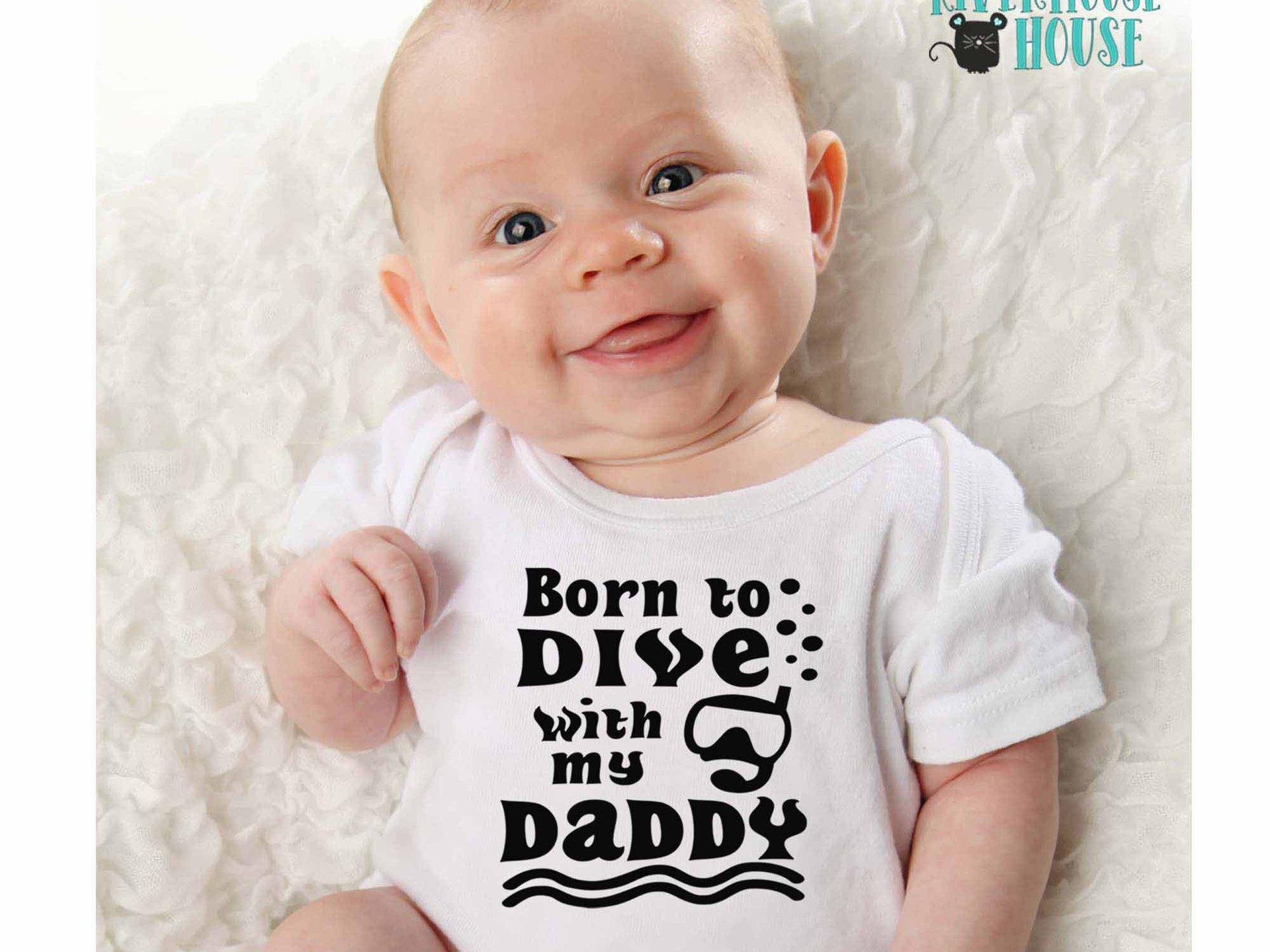 Scuba Diver baby bodysuit, Born to dive with my Daddy, Personalised to suit your snorkel family