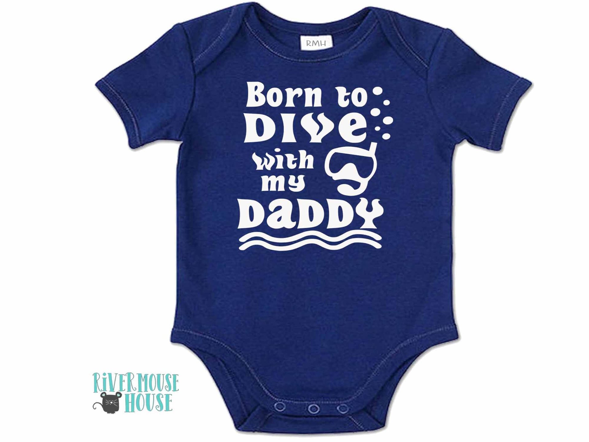 Scuba Diver baby bodysuit, Born to dive with my Daddy, Personalised to suit your snorkel family