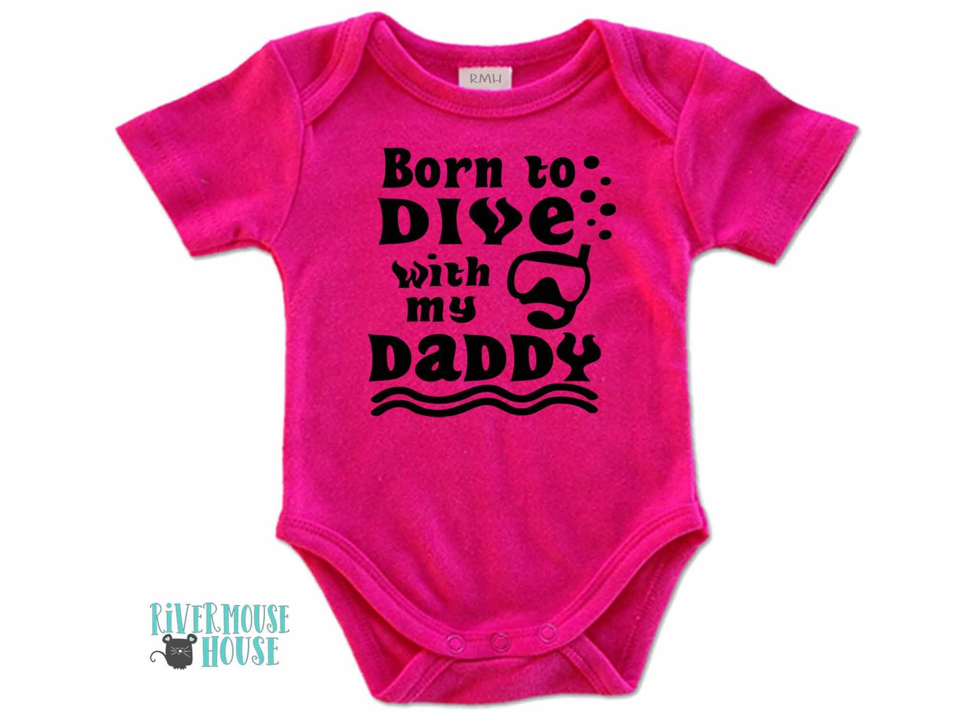 Scuba Diver baby bodysuit, Born to dive with my Daddy, Personalised to suit your snorkel family