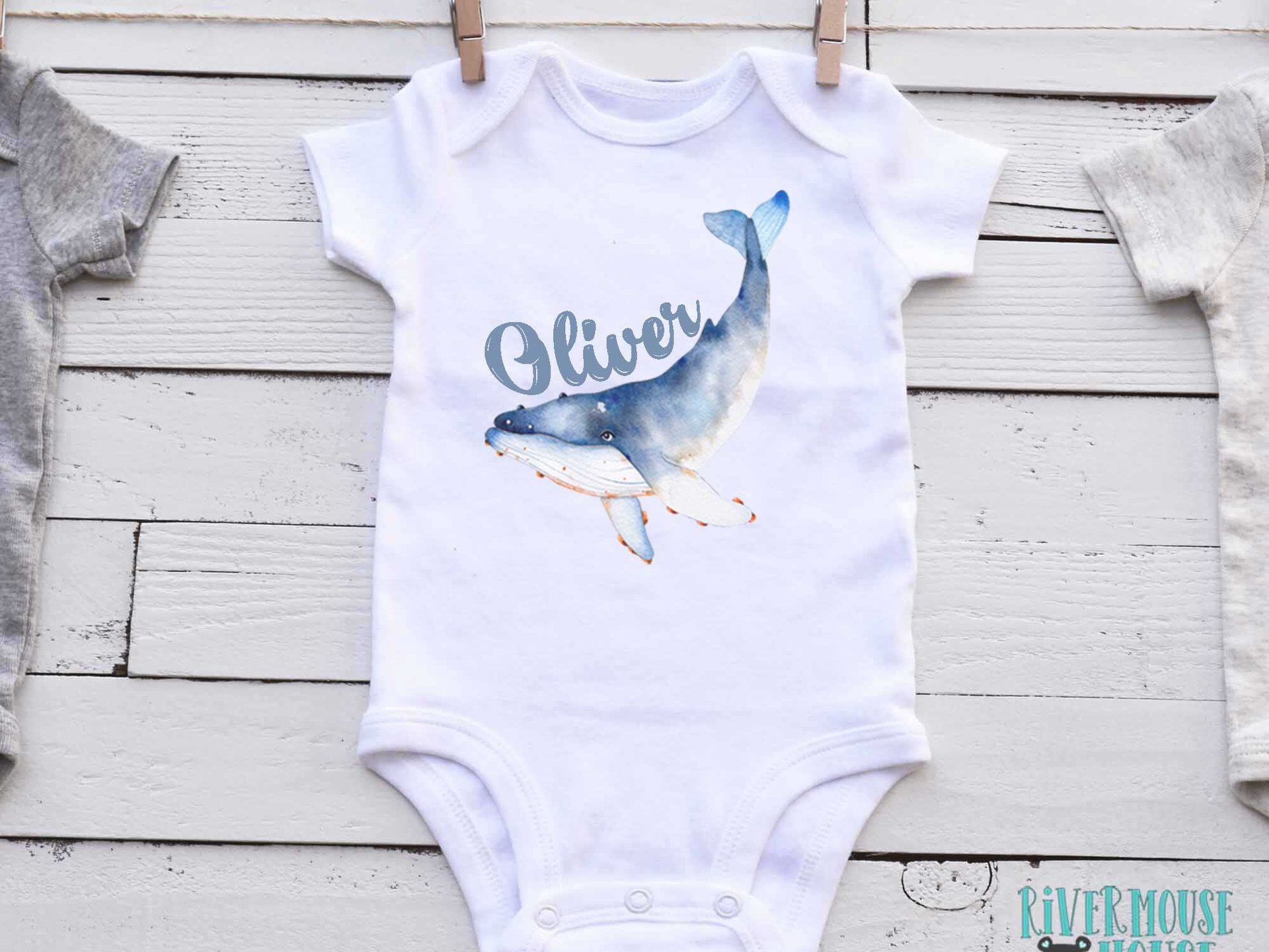 Wild Whale Personalised Baby Bodysuit