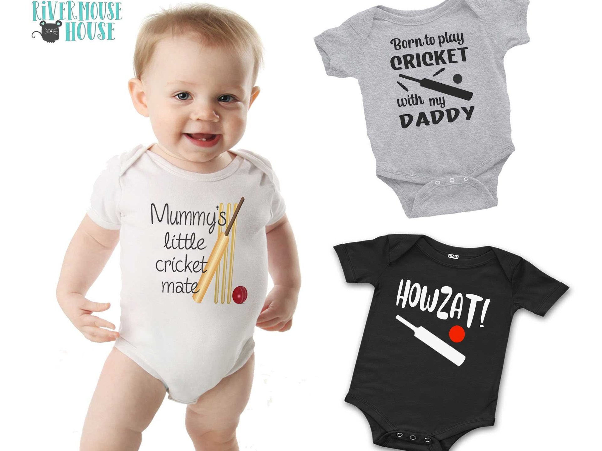 Australian Cricket Baby Bodysuit, Mummy + Daddy's Little Cricket Mate