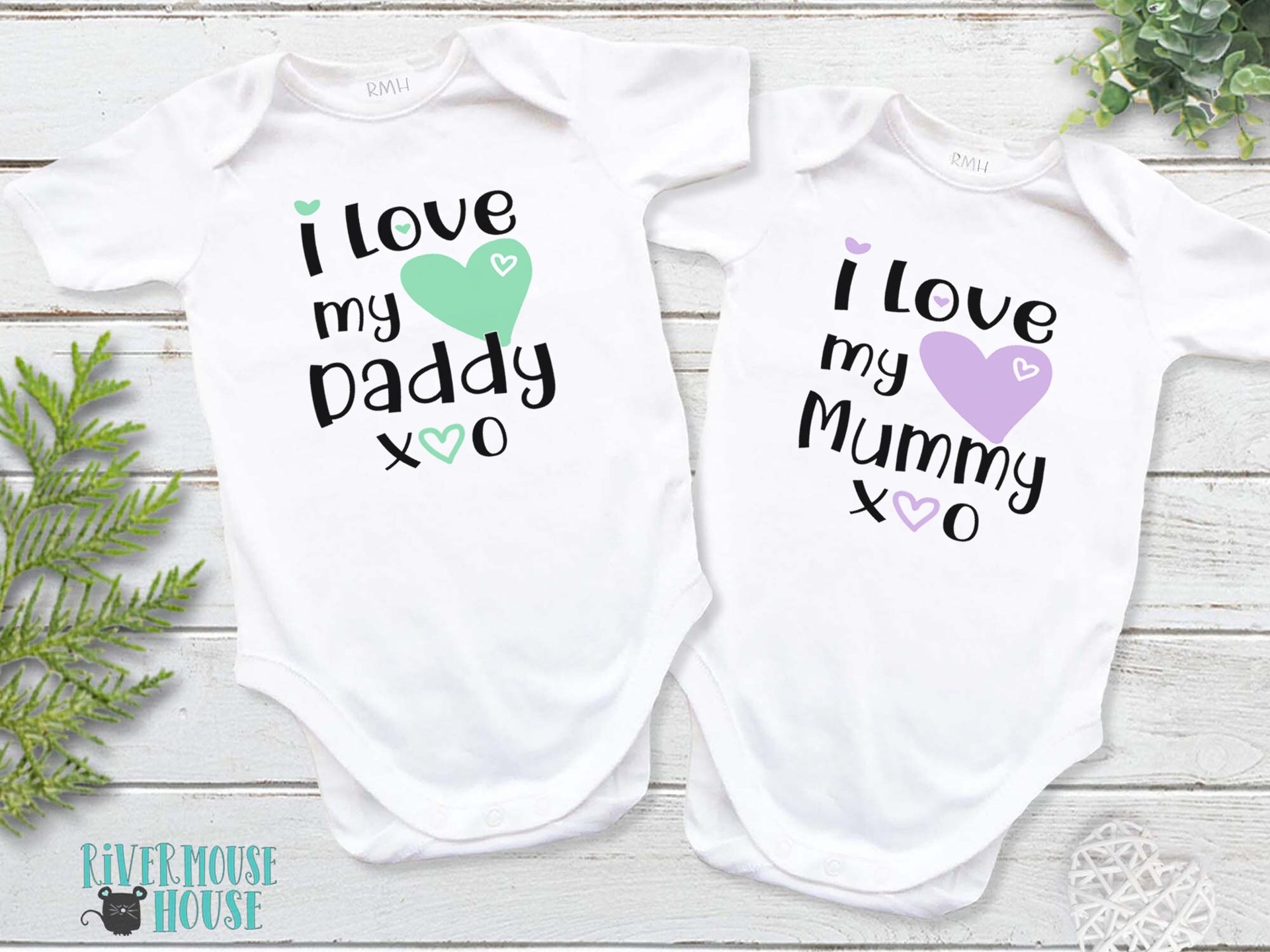 Baby Love Personalised Bodysuit, I Heart My Family Custom Name Design