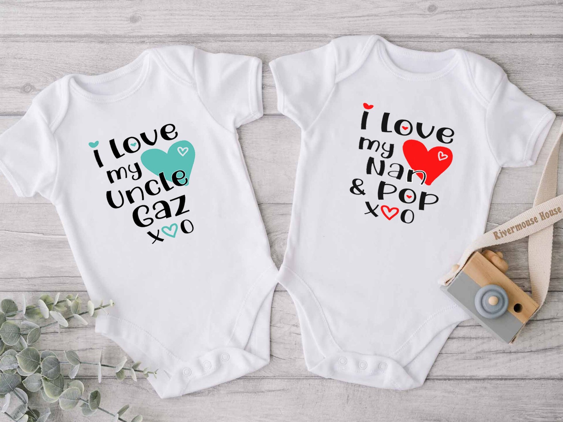 Baby Love Personalised Bodysuit, I Heart My Family Custom Name Design