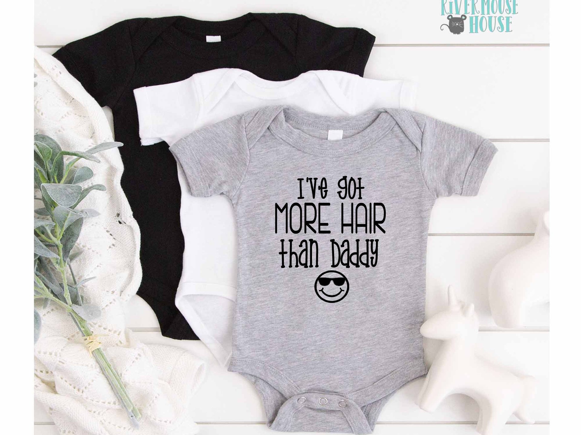 I've got more hair than Daddy funny baby bodysuit