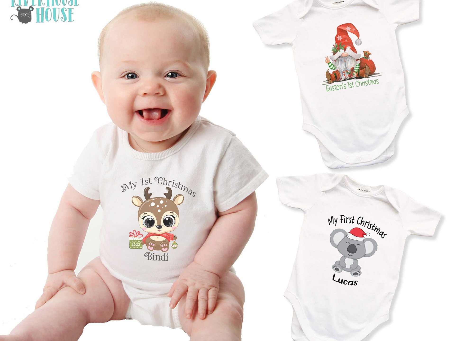 My 1st Christmas Baby Reindeer Personalised Bodysuit