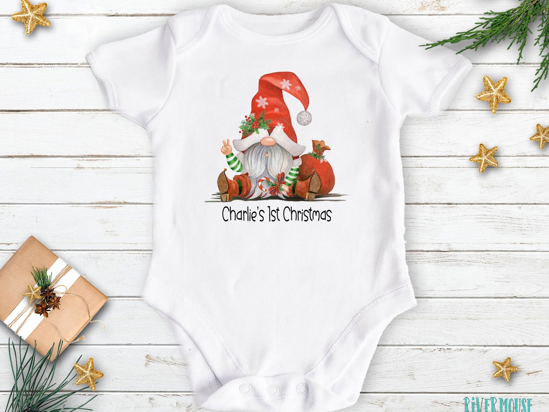 Santa Baby peace out Christmas bodysuit, Personalised with bubs name or custom text