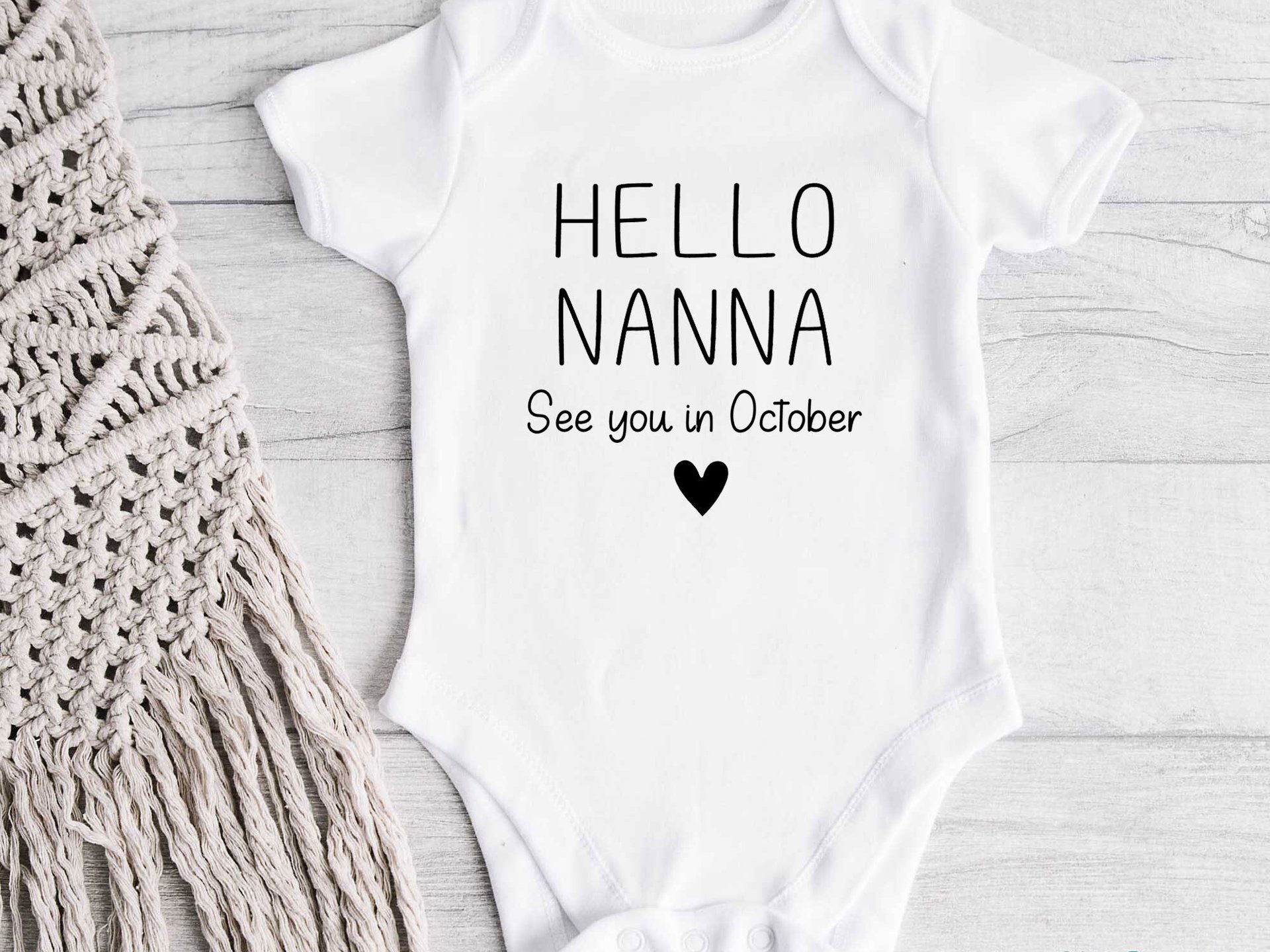 Hello baby personalised pregnancy announcement, See you soon custom baby reveal for Grandparents, Daddy, friends & family