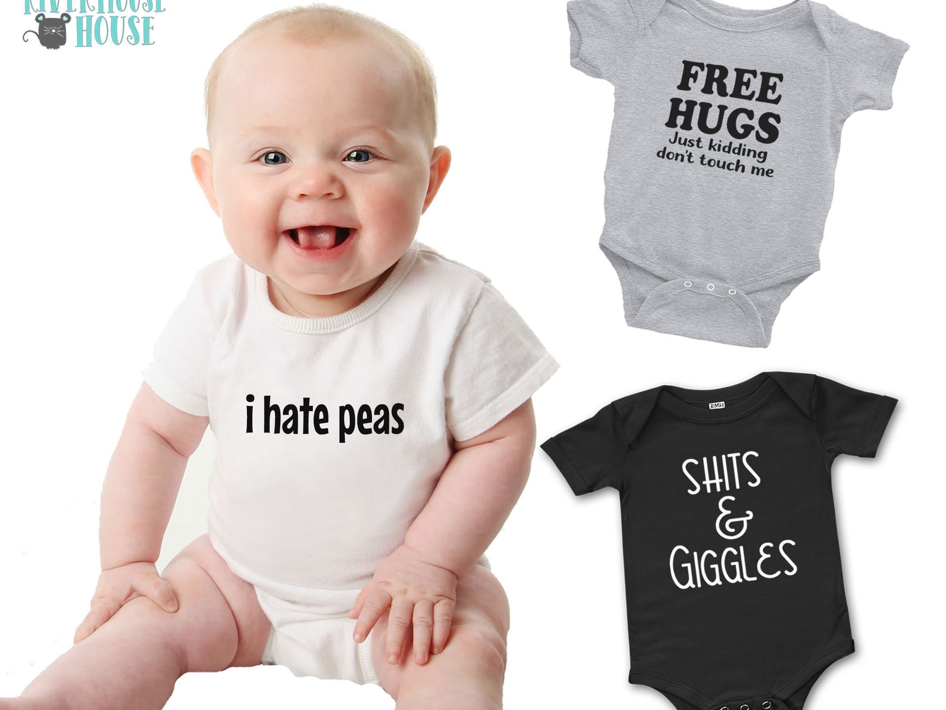 I Hate Peas funny baby bodysuit, Australian sizes from newborn to toddler infant onesie