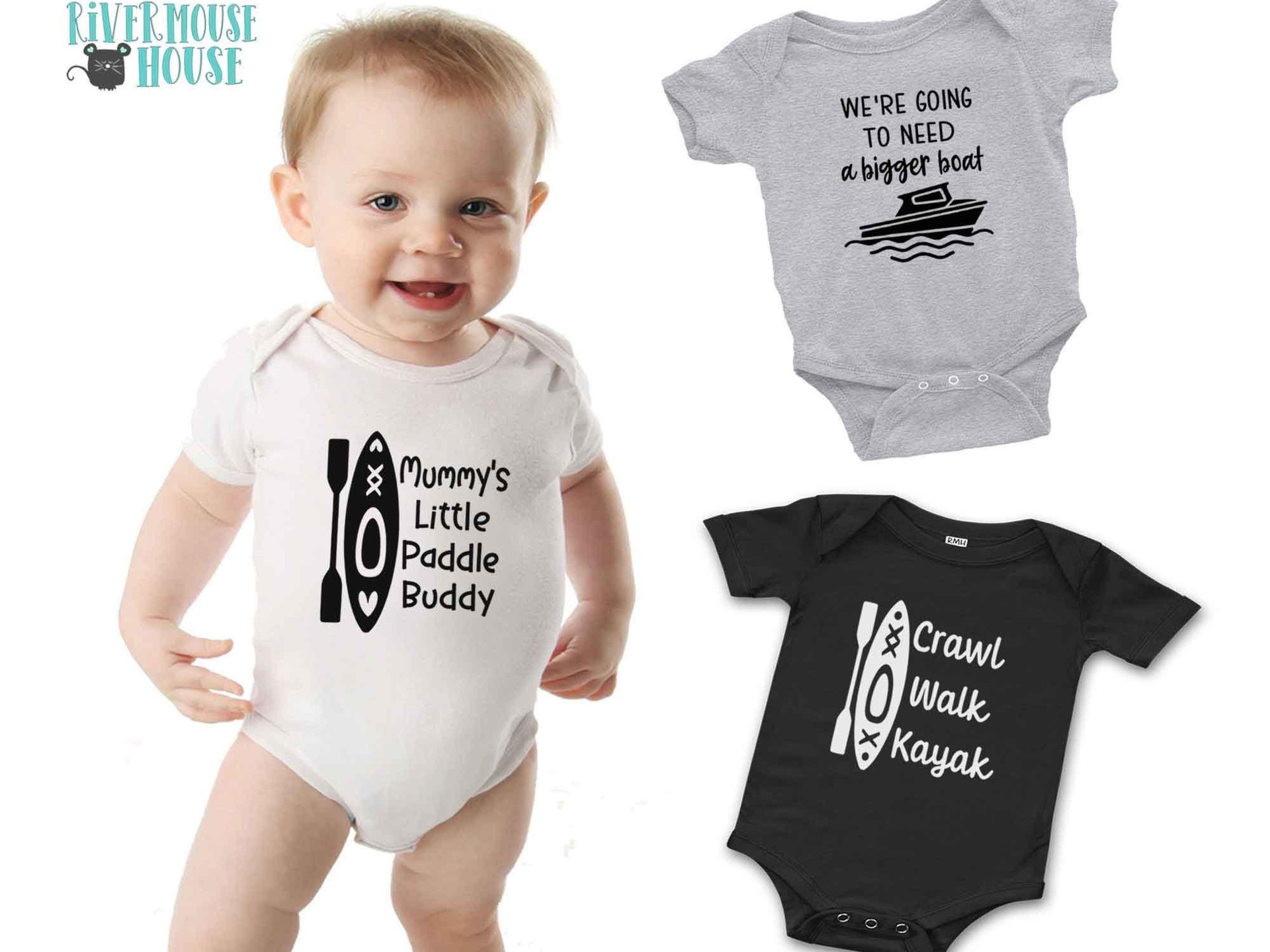 Little paddle buddy baby bodysuit personalised kayak & canoe lovers gift
