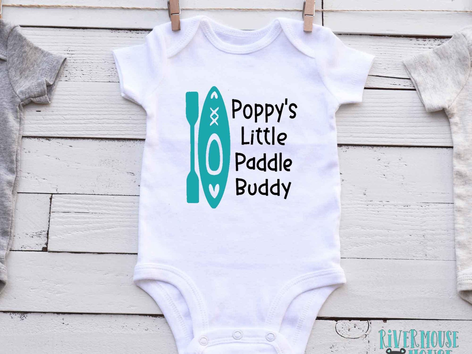 Little paddle buddy baby bodysuit personalised kayak & canoe lovers gift