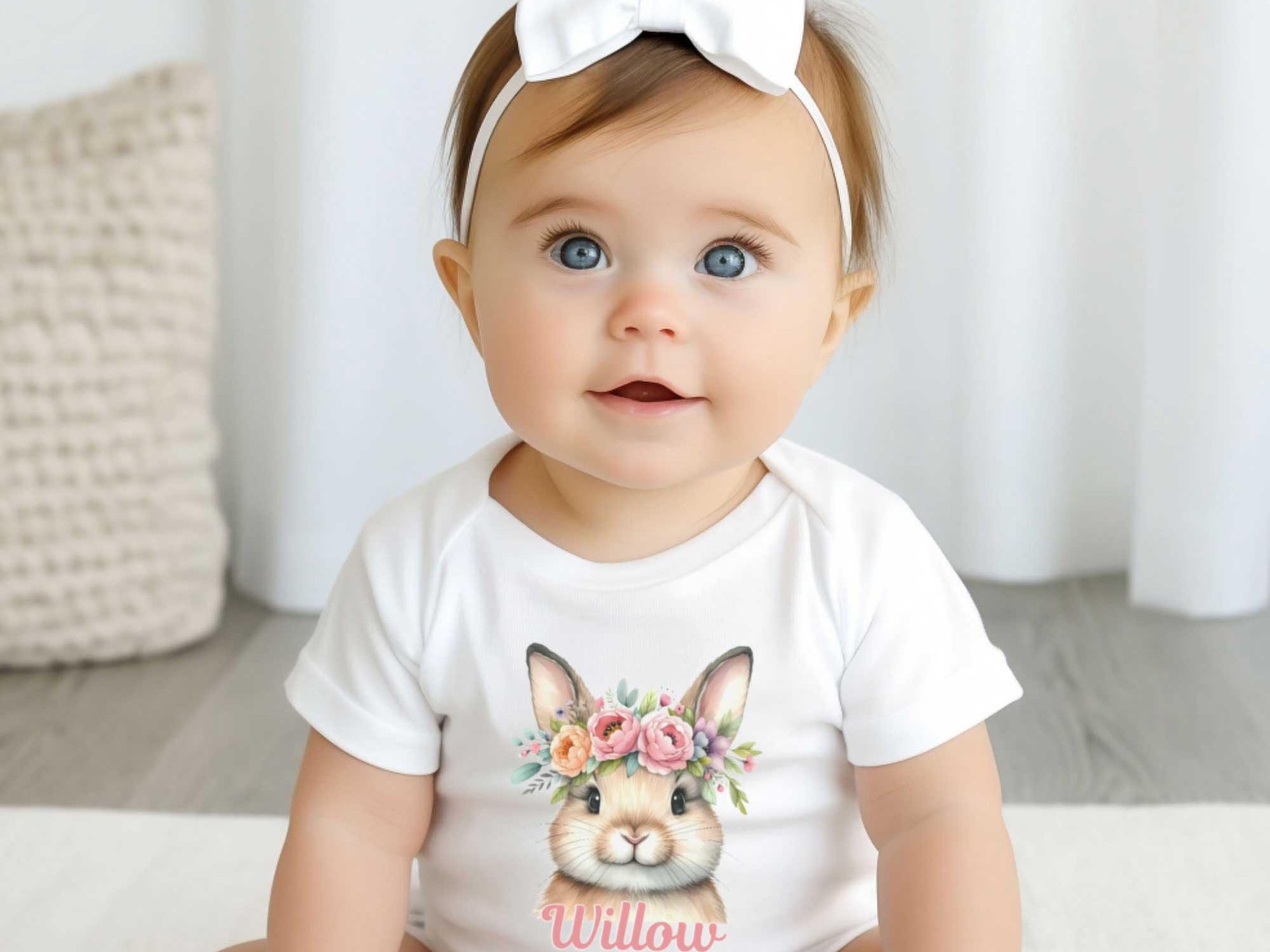 Baby bunny rabbit personalised bodysuit, customise yours for Easter or any occasion