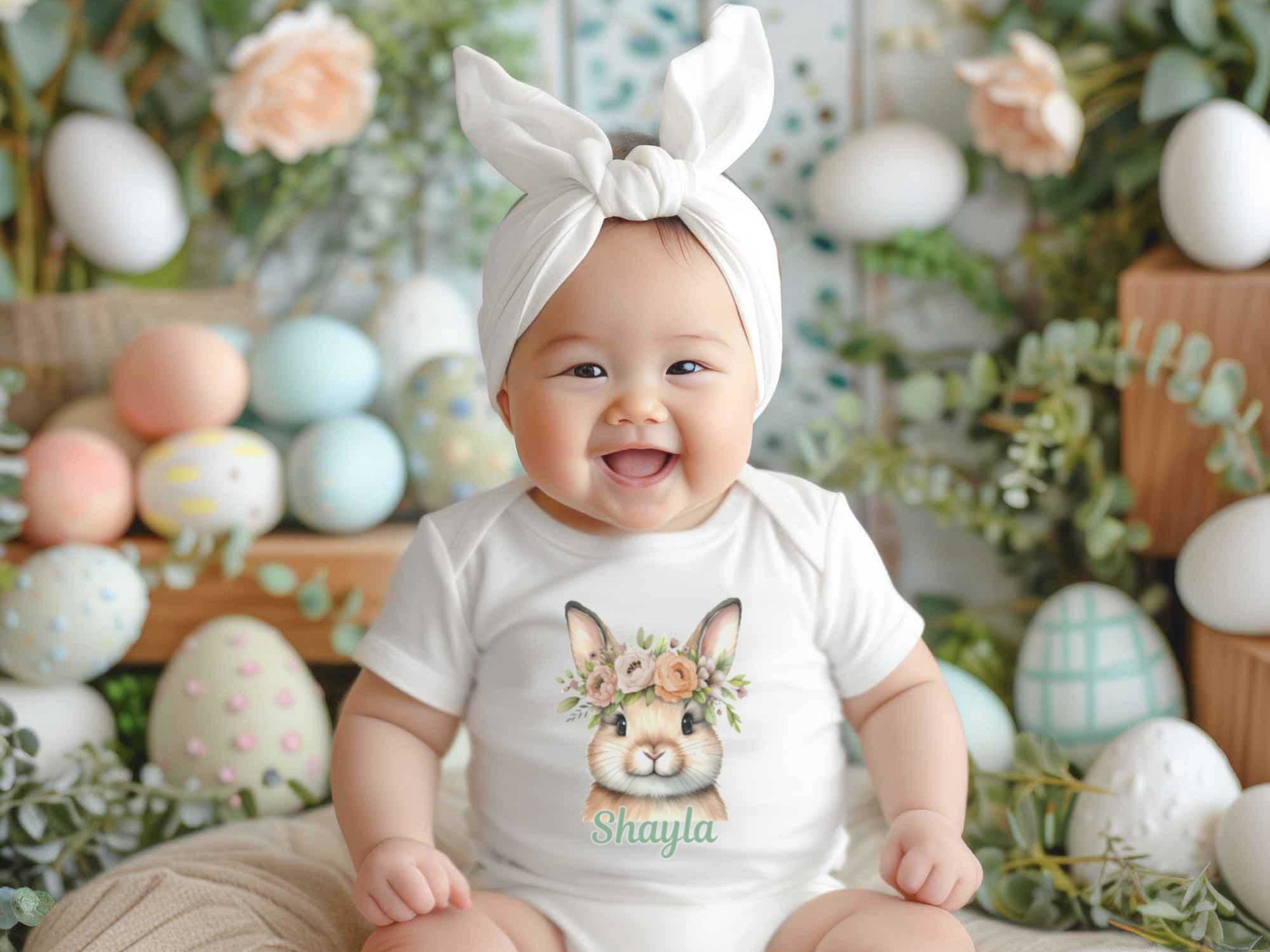 Baby bunny rabbit personalised bodysuit, customise yours for Easter or any occasion