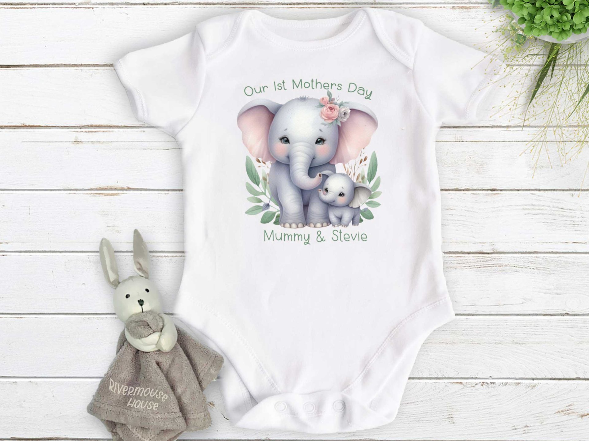 First Mothers Day Mummy & baby elephants personalised onesie