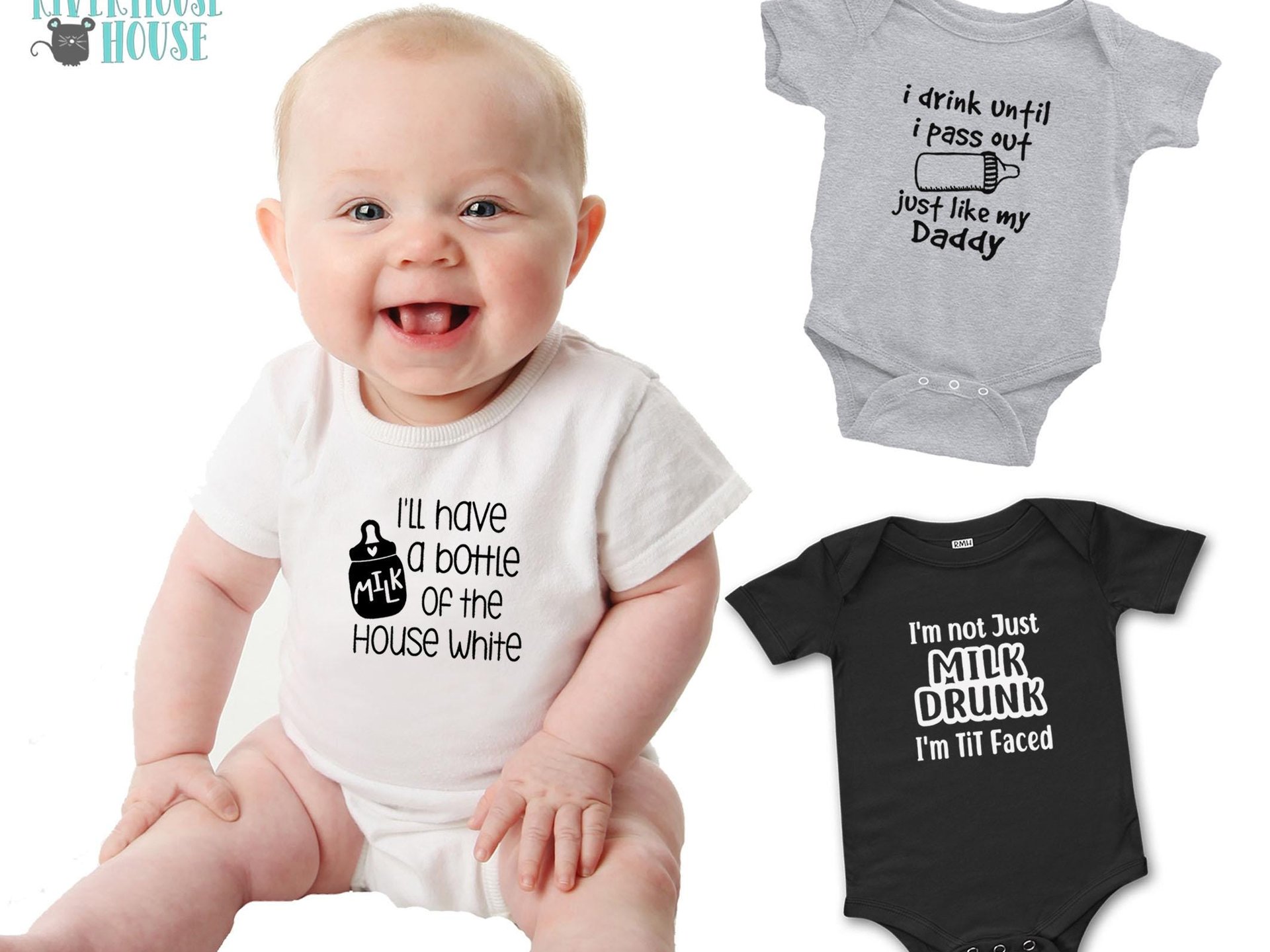 Funny Wine Lover Baby Bodysuit, I'll Have a Bottle of the House White