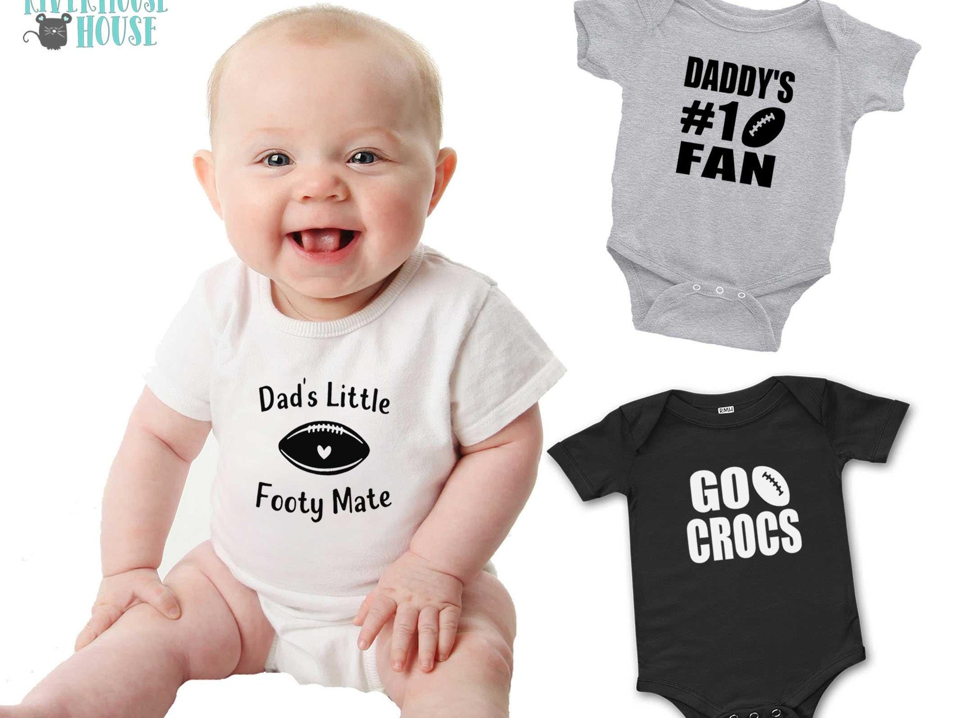 Aussie Football Baby Bodysuit, Dad's Little Footy Mate, Custom Rugby Gift