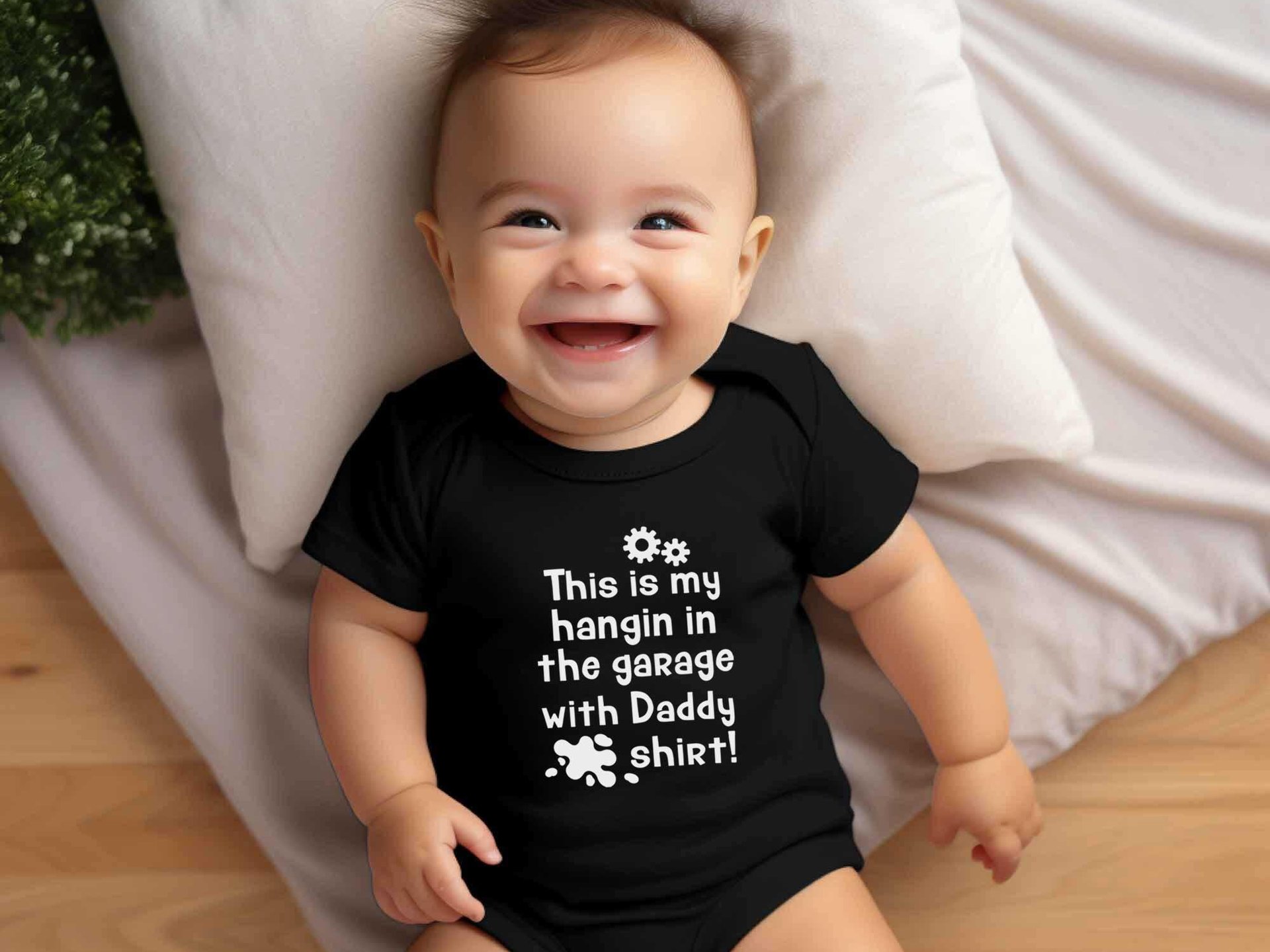 Personalised Mechanic Baby Bodysuit, Hanging in the Garage with Daddy, Aussie Car and Motorcycle Gift