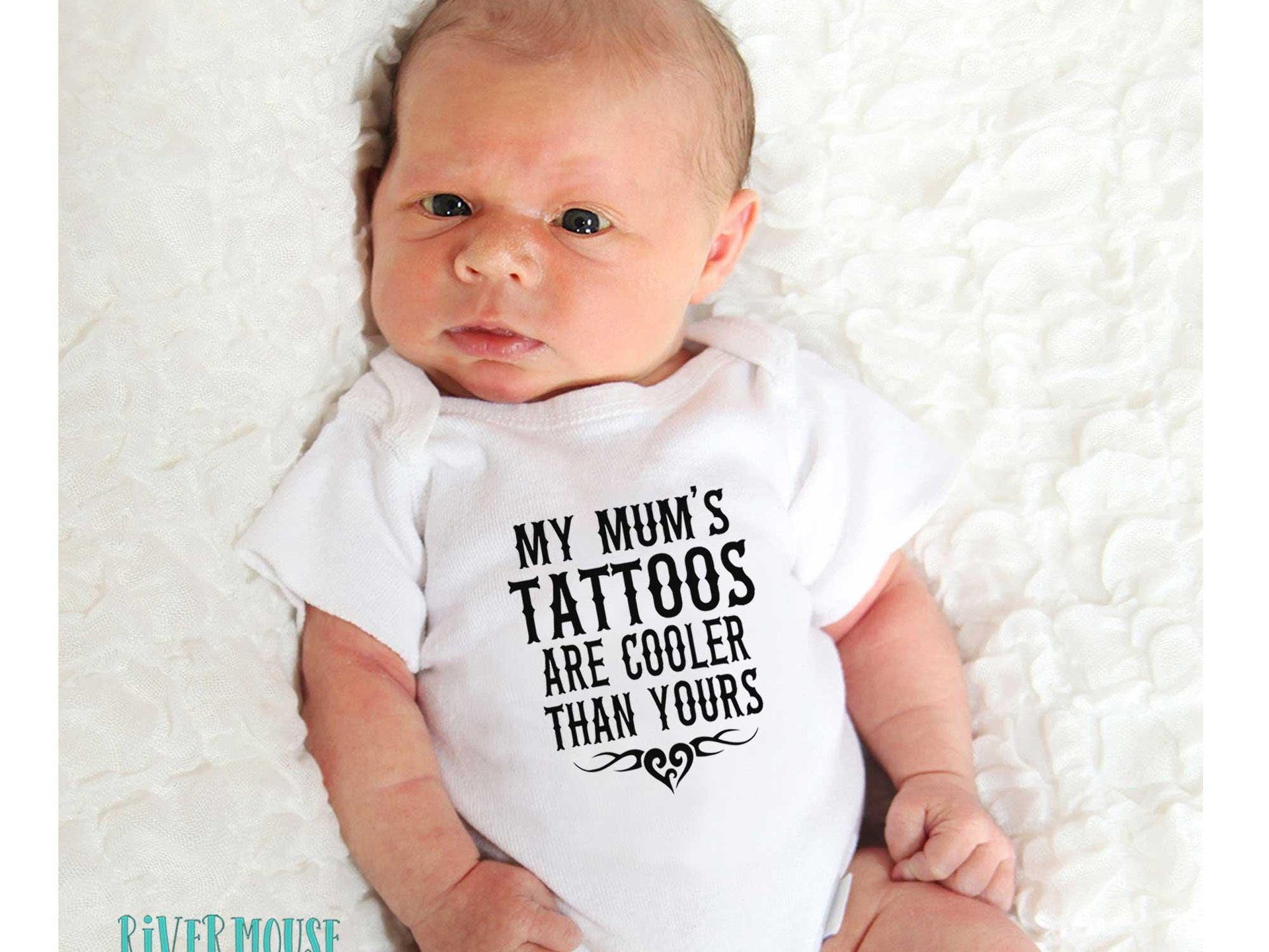 Tattoo Baby Personalised Bodysuit, My Mum's Tattoos are Cooler than Yours, Funny Tattoo Artist Romper