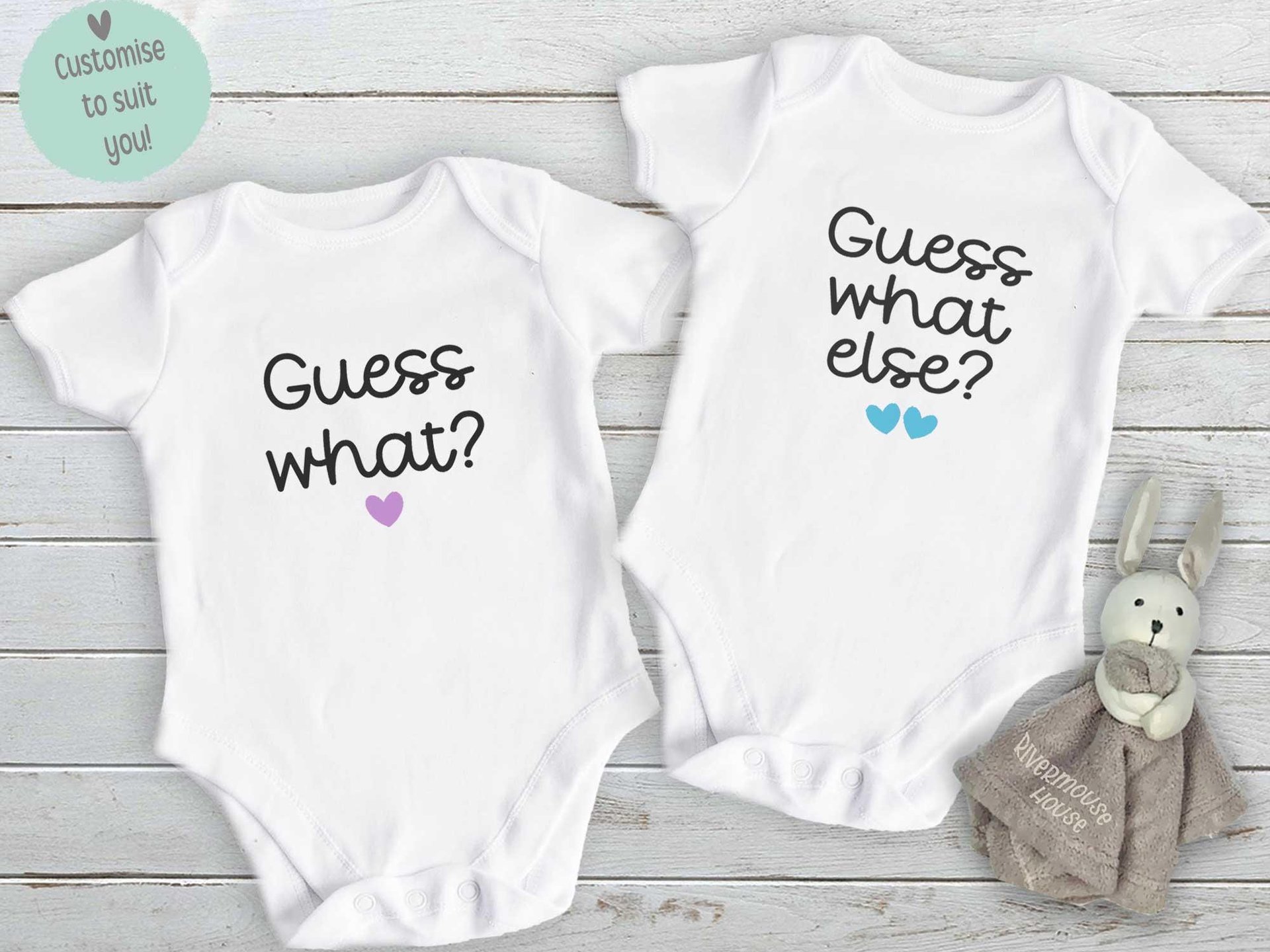 Twin Pregnancy Announcement Bodysuits - Guess What, It's Twins