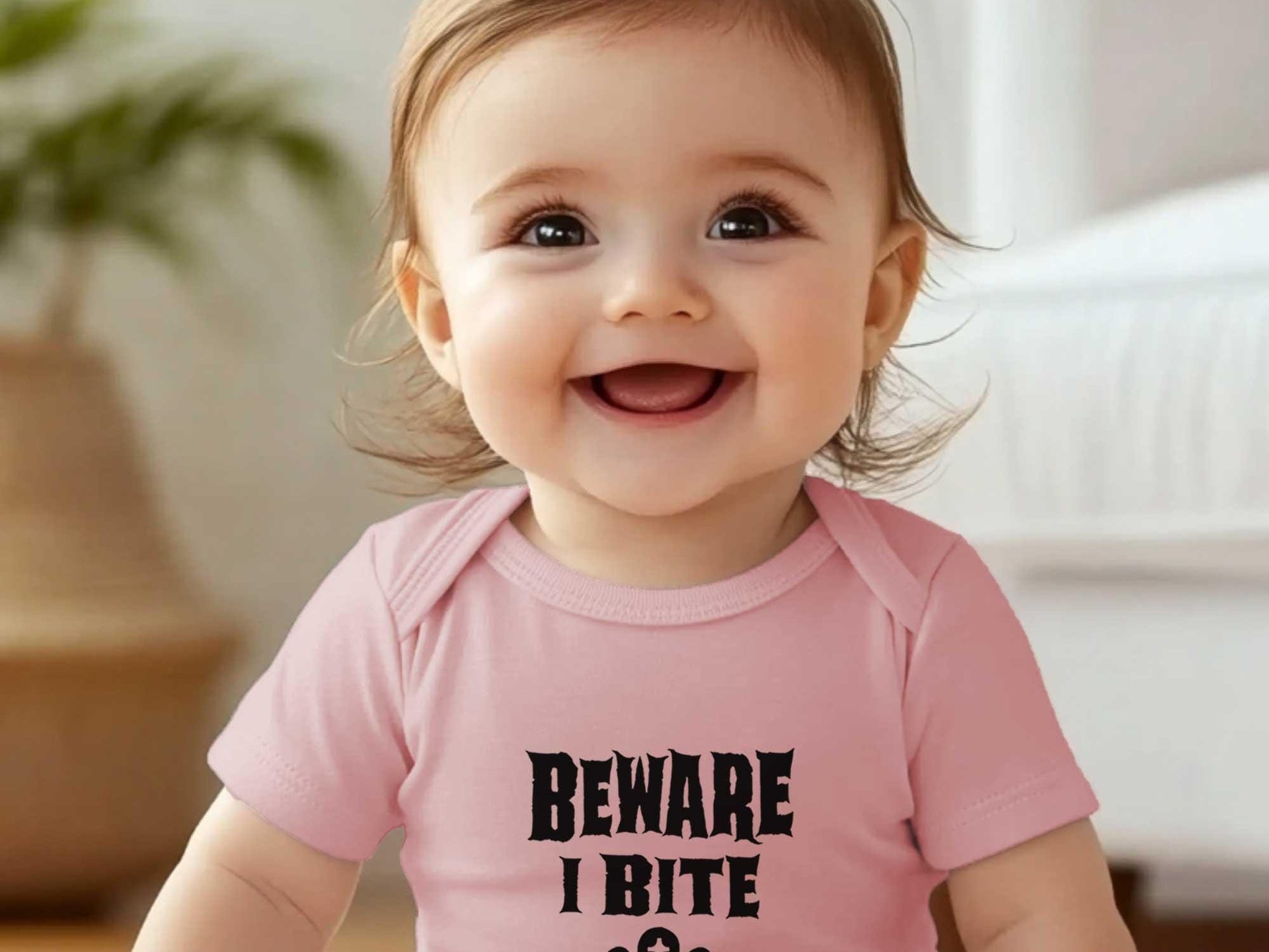 Halloween Baby Bodysuit, Beware I Bite Funny Vampire, Zombie, Graveyard Outfit