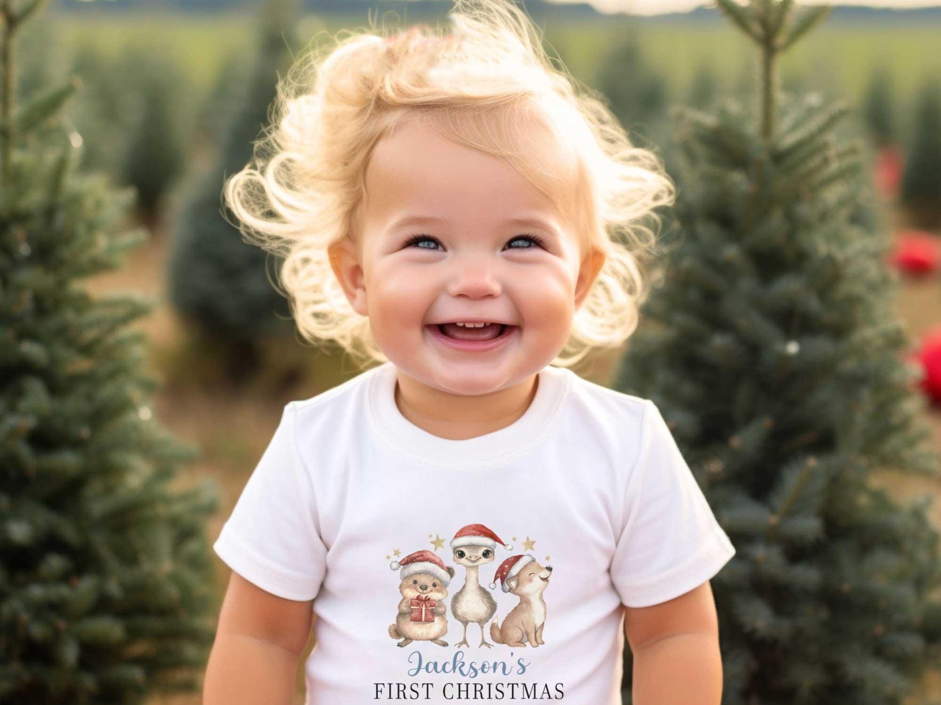 First Aussie Christmas Animals Personalised Baby Bodysuit