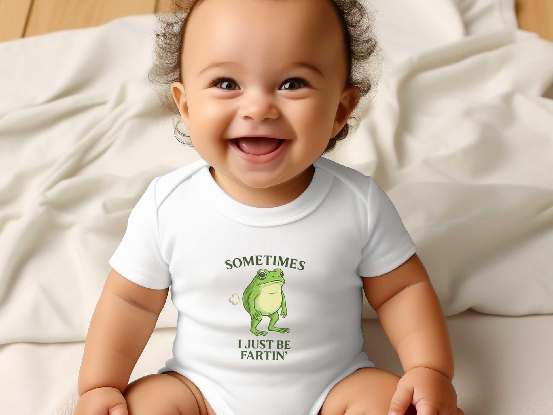 Funny Fart Baby Bodysuit, Sometimes I Just Be Fartin Frog Romper