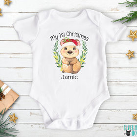 First Christmas Quokka Personalised Baby Bodysuit, Aussie Animals Xmas gift