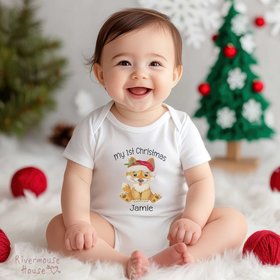 Dingo First Christmas Baby Bodysuit, Personalised Aussie Xmas Gift