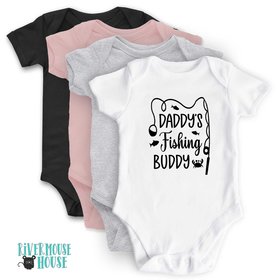 Daddy's fishing buddy baby bodysuit, Custom personalised to suit your family