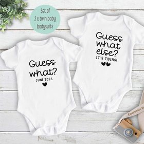 Twin Pregnancy Announcement Bodysuits - Guess What, It's Twins