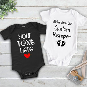 Custom personalized baby bodysuit, add your own text or logo, Multiple colours & styles, Australian size newborn to toddler