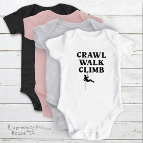 Crawl Walk Climb baby bodysuit, Custom rock climbing romper