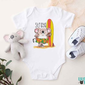 Straya Surf Koala, Funny Australian Baby Bodysuit