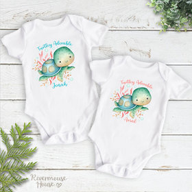 Turtley Adorable Personalised Baby Sea Turtle Bodysuit, Custom Design Ocean Lovers Gift