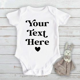 Custom personalised baby bodysuit, add your own text onesie, Australian sizes newborn to toddler, designed by Rivermouse House