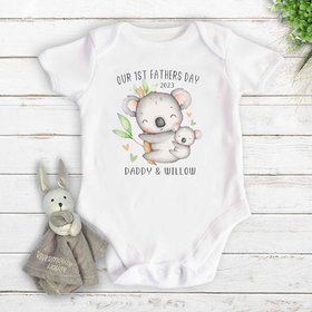 Koala Baby First Fathers Day Personalised Daddy & Bubs Australian Animals Bodysuit
