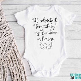 Handpicked for Earth baby bodysuit, Personalised family memorial angel wings onesie
