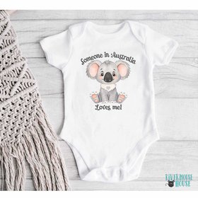 Koala Baby Bodysuit Someone in Australia Loves Me, Australian Animal Gift, Size Newborn to Toddler, Cute Little Aussie Wildlife Romper