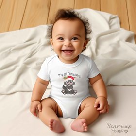 Tassie Devil First Christmas personalised baby bodysuit, Cute Australian animals Xmas gift