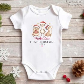 First Aussie Christmas Animals Personalised Baby Bodysuit